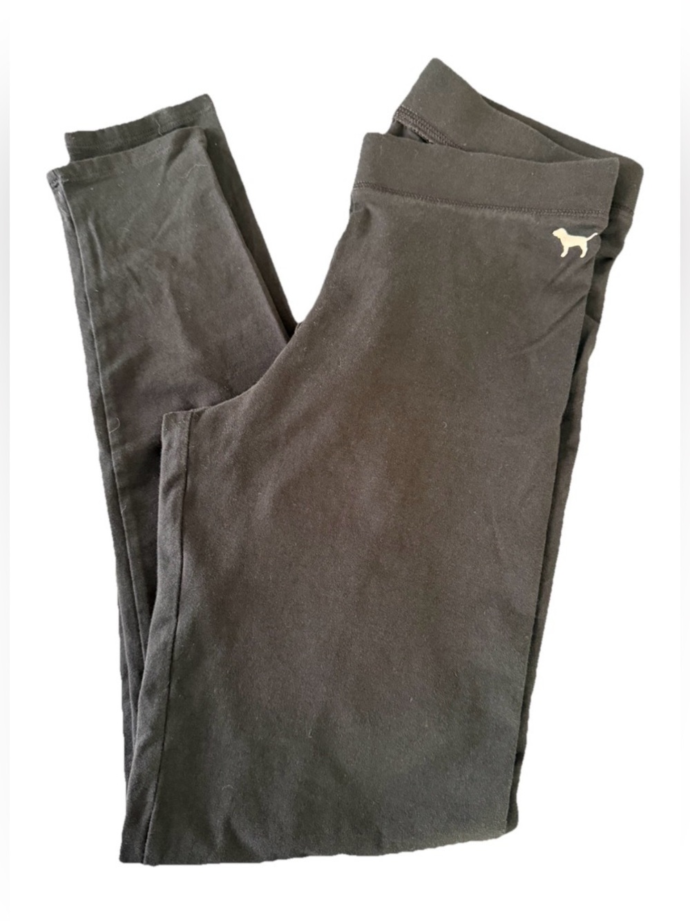 PINK Victoria's Secret Black Leggings with White Dog Logo